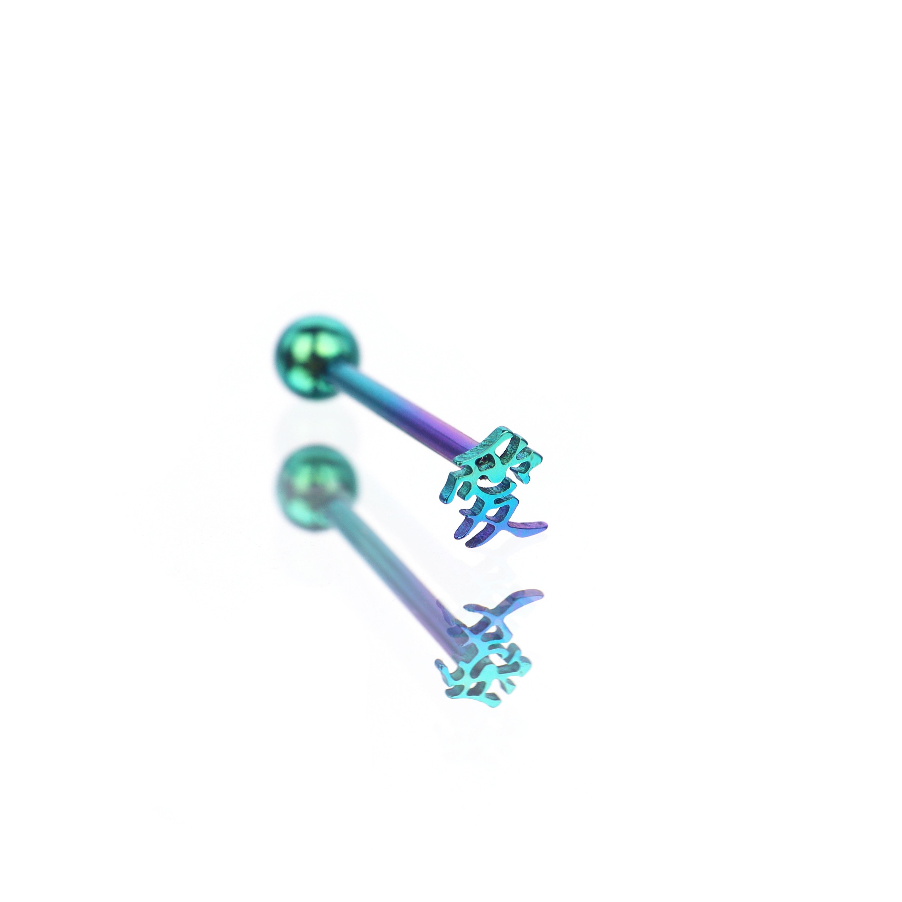 Eastern Character LOVE Titanium tongue stud