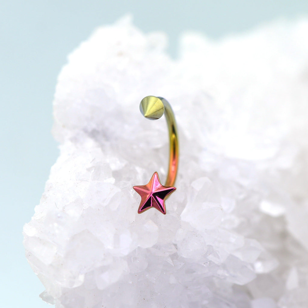 3D Star Spike Titanium Horseshoe ring