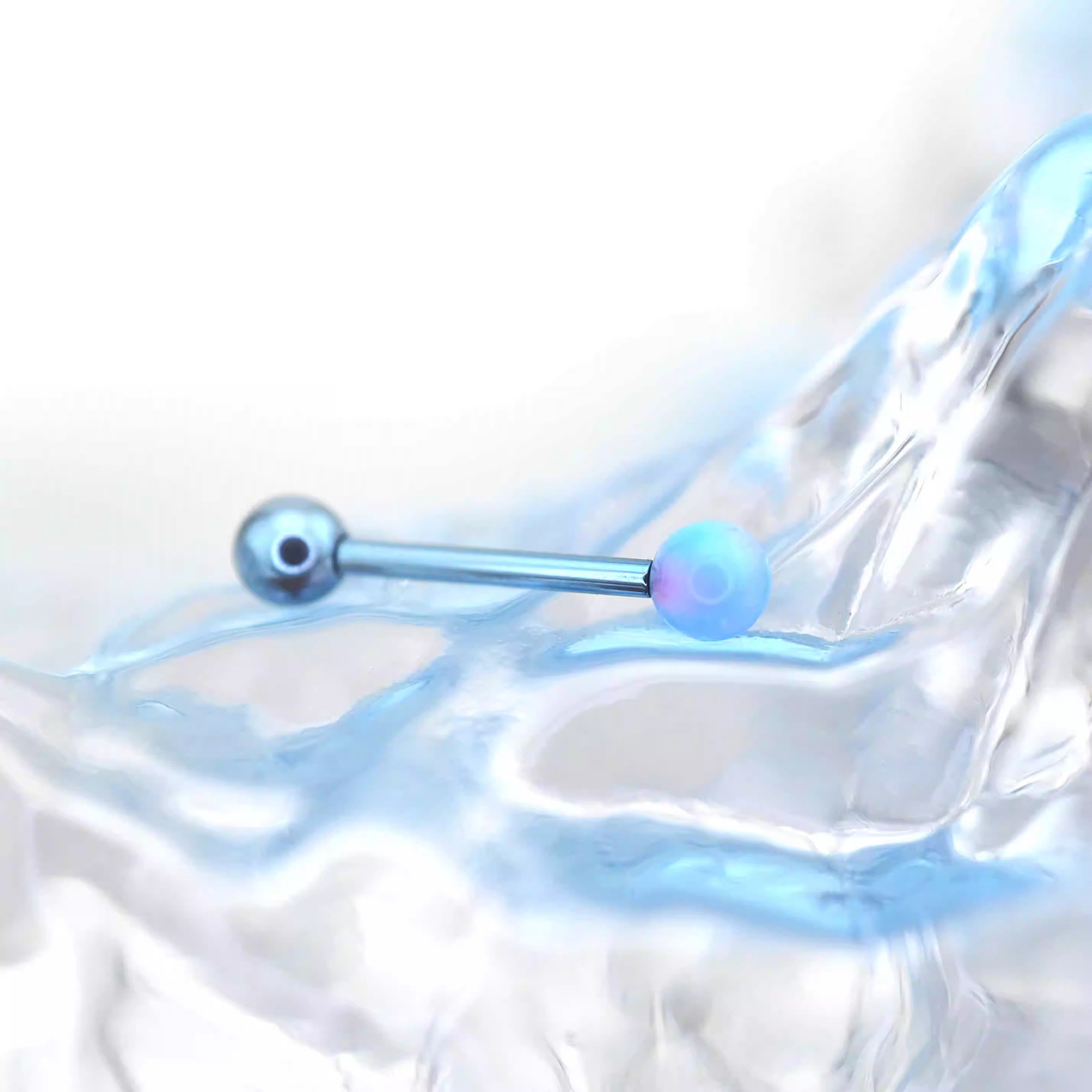 14G Opal Internally Threaded Titanium Barbell