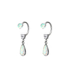 Pair of  Heart Opal CZ Titanium Horseshoe Ring