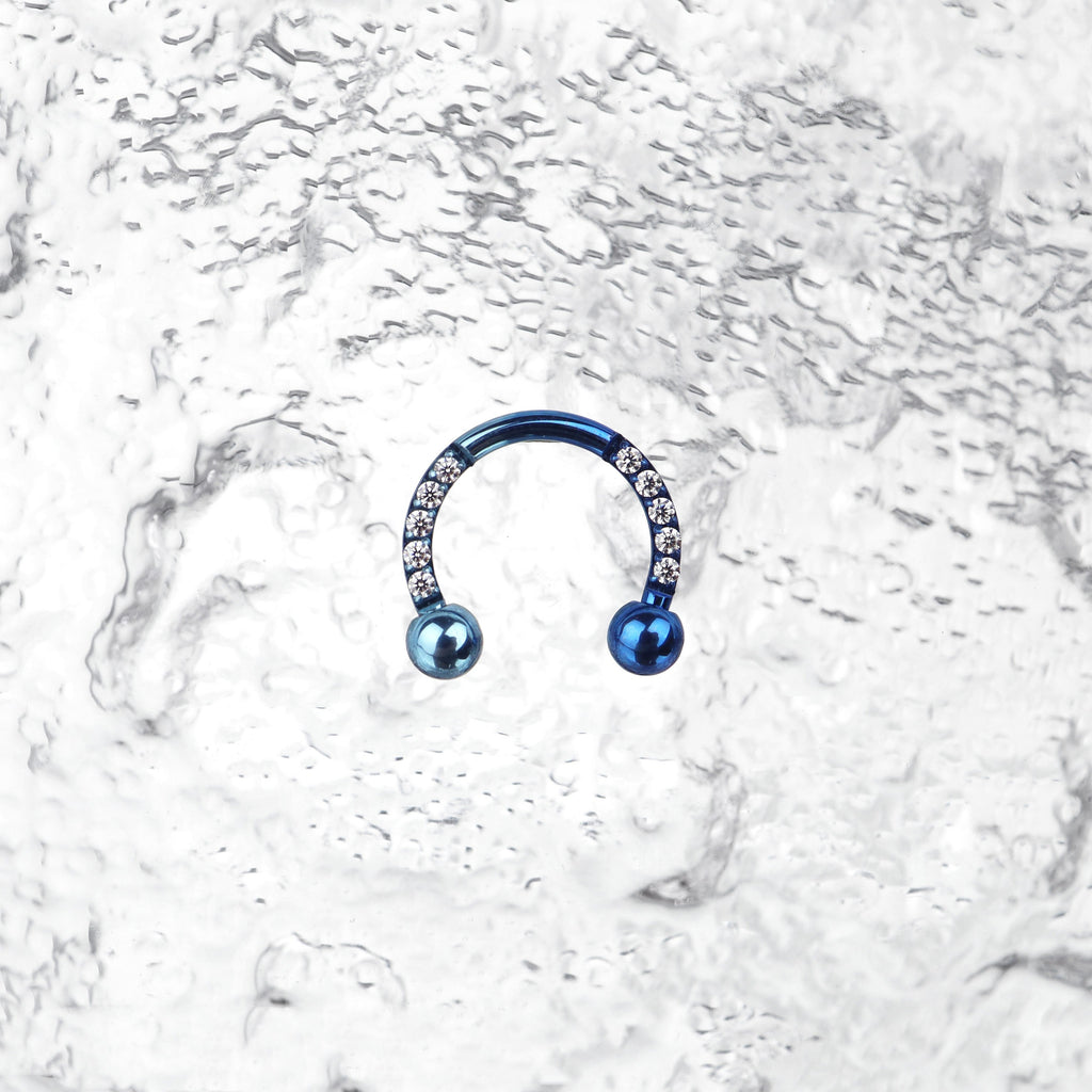 16G CZ Titanium Horseshoe Ring
