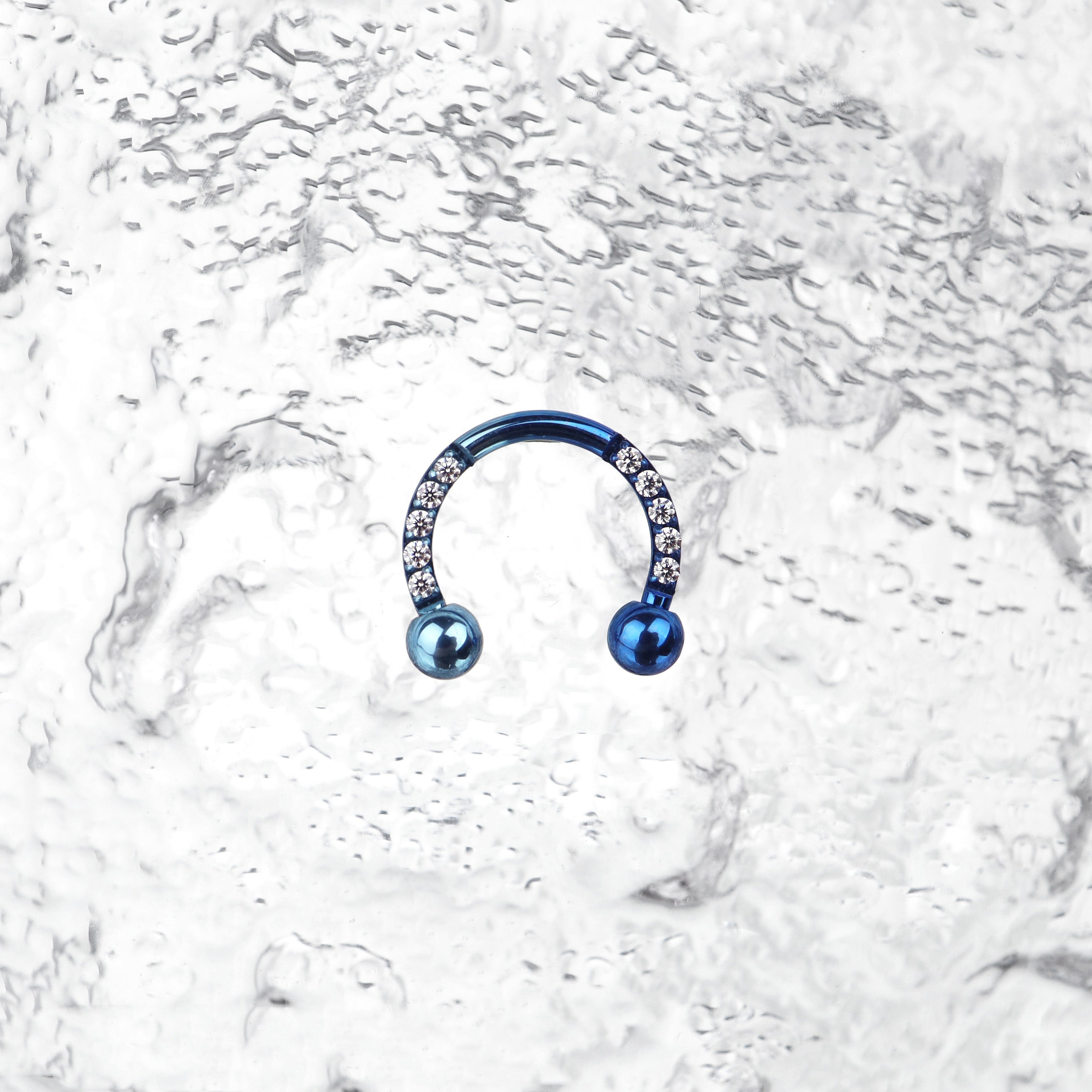16G CZ Titanium Horseshoe Ring