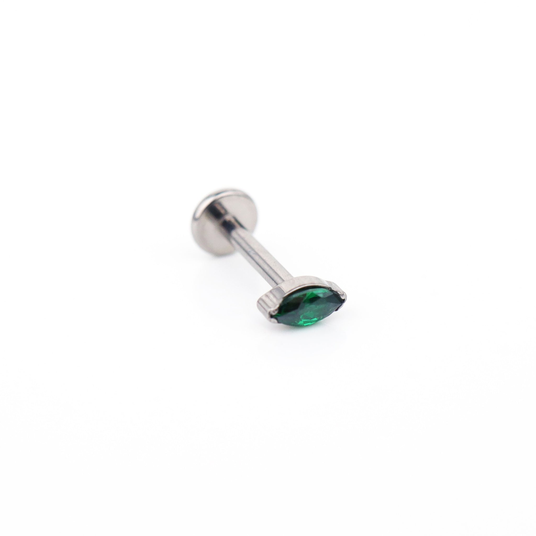 Rainbow Marquise CZ Internally Threaded Titanium Ear Studs