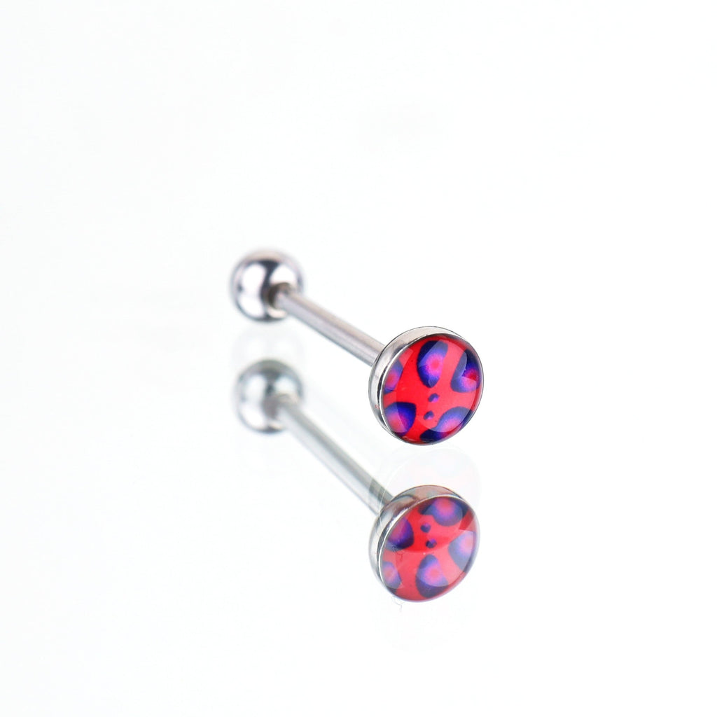 Leopard Print Oil Slick Tongue Stud