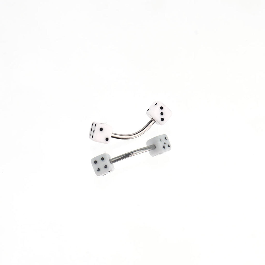 Acrylic Colorful Dice Externally Threaded Brow Studs