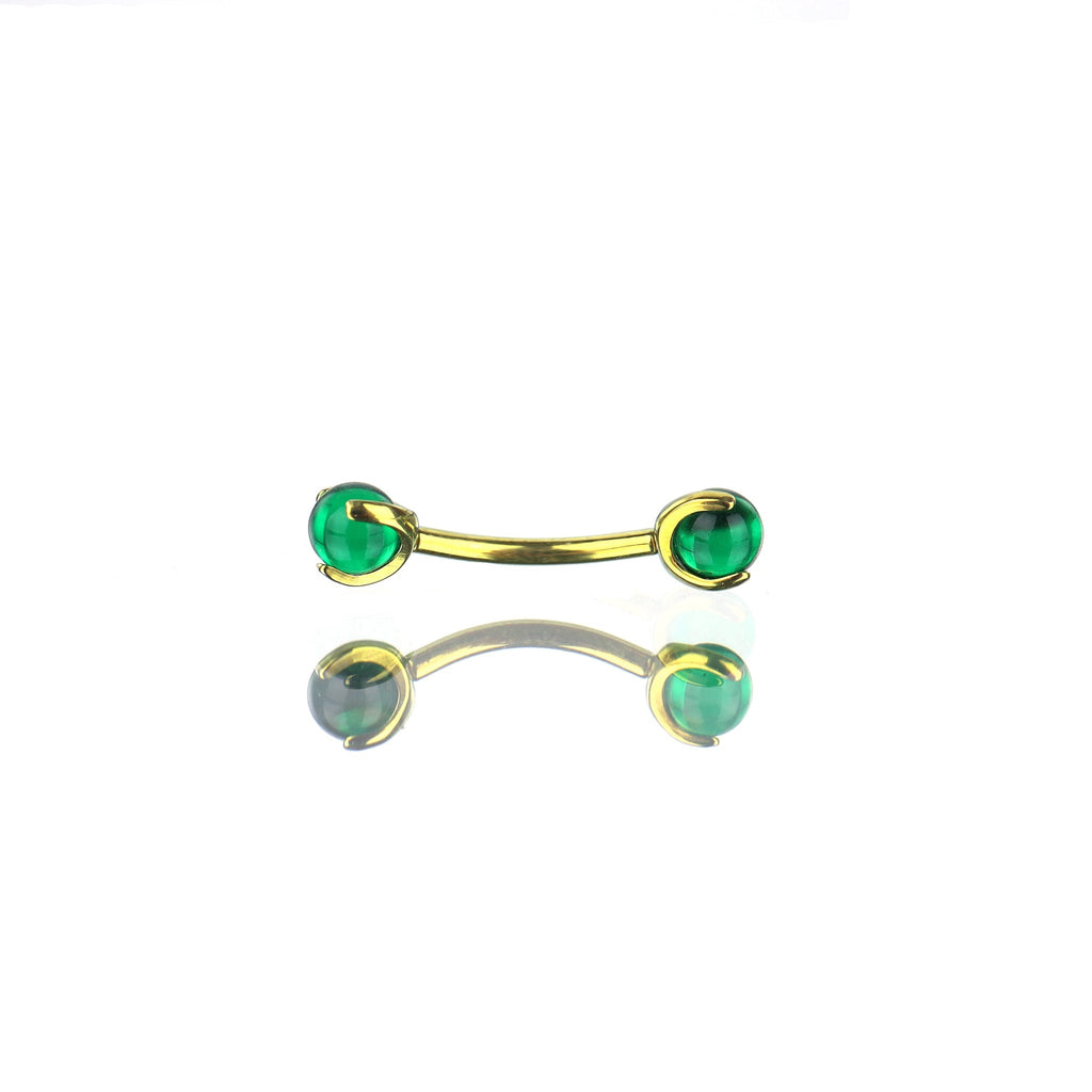 Round CZ Ball Internally Threaded Titanium Brow Studs