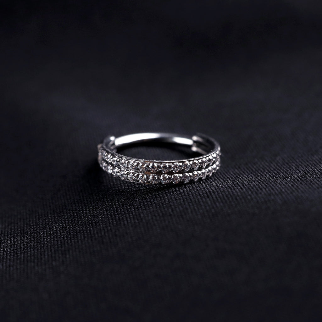 16G Double Layer CZ Titanium Segment Hoop