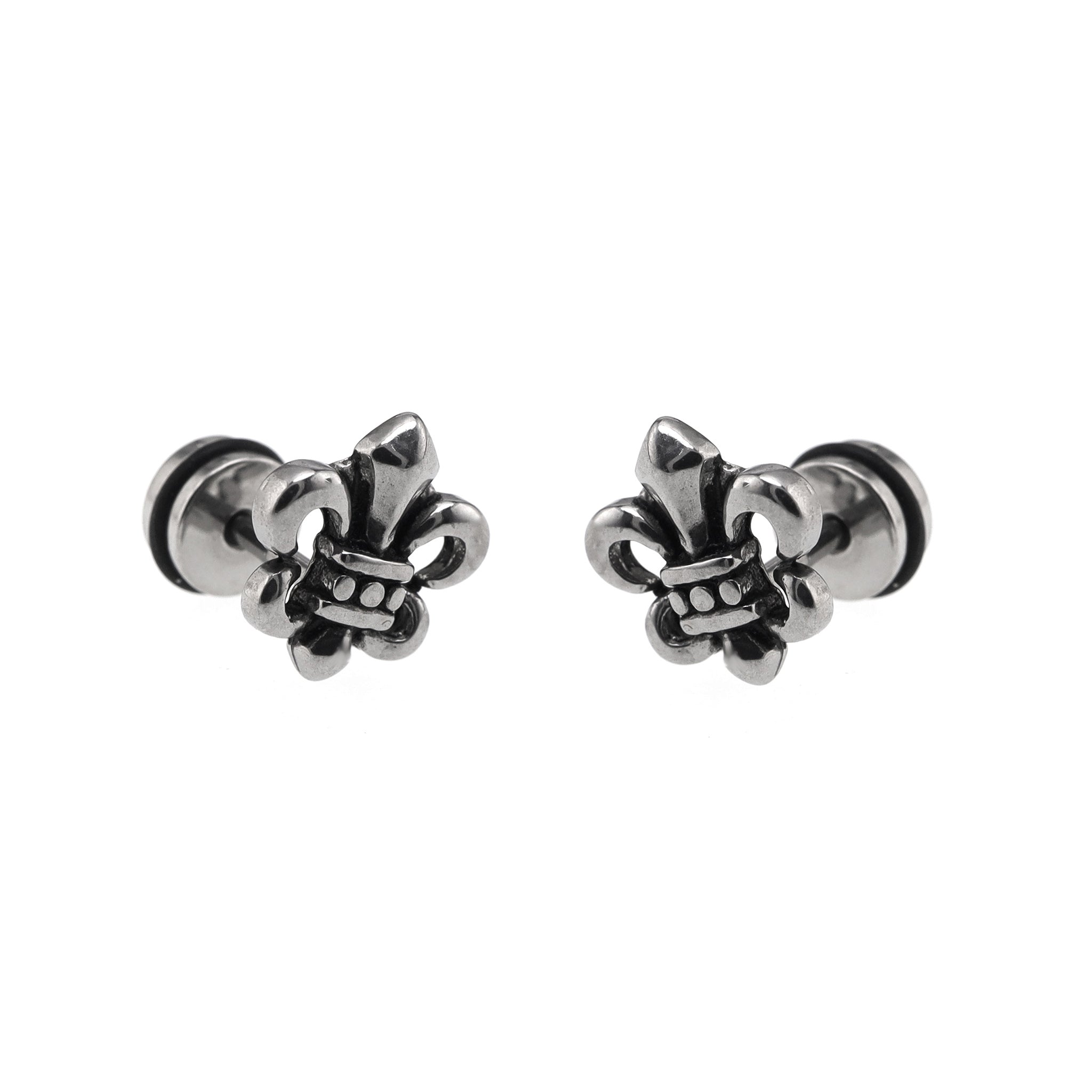Engraved Snowflake Externally Threaded Stainless Steel Ear Studs