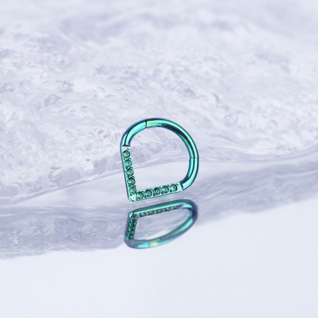 Teardrop CZ Titanium Segment Hoop