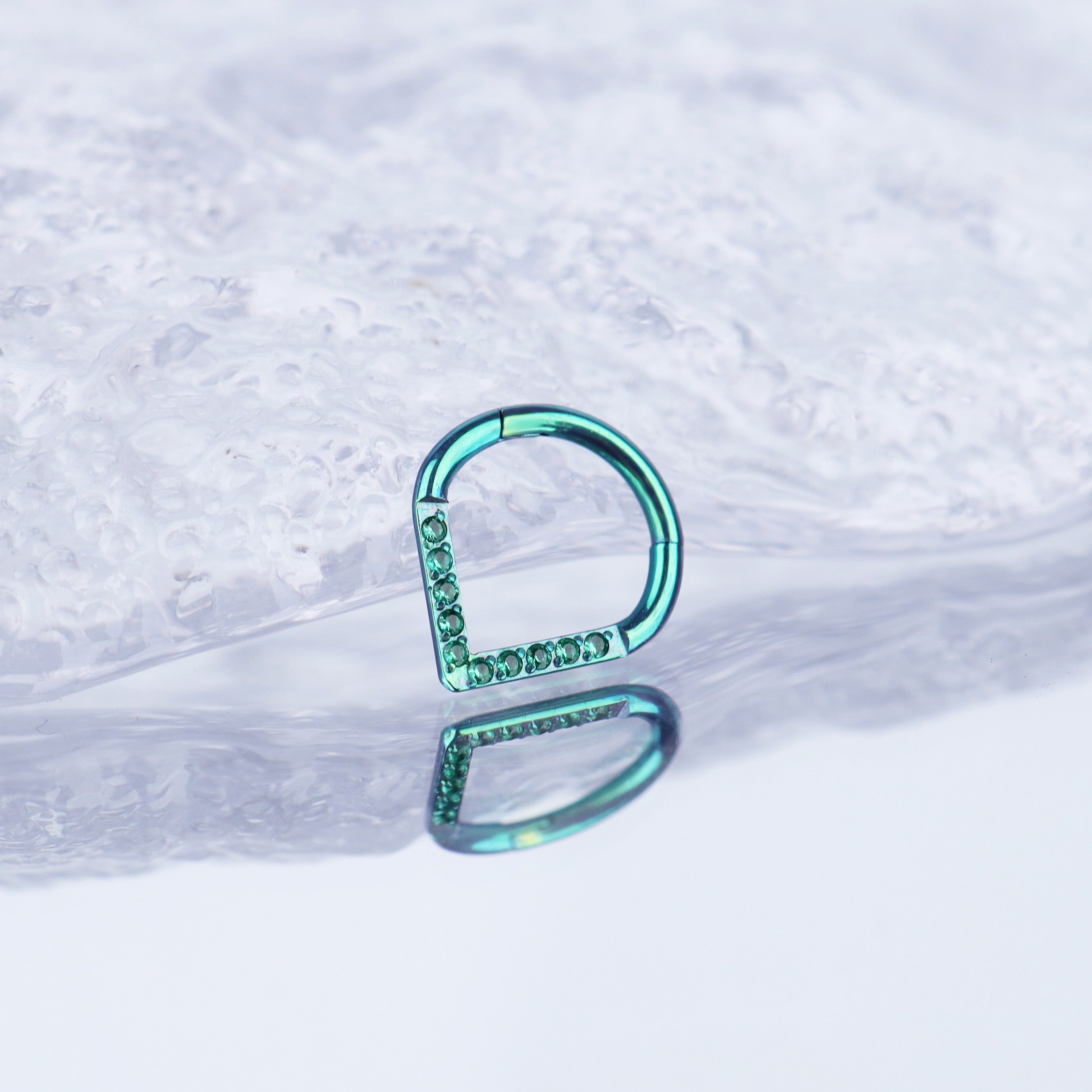 Teardrop CZ Titanium Segment Hoop