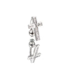 CZ Cross Sterling Silver Navel Ring
