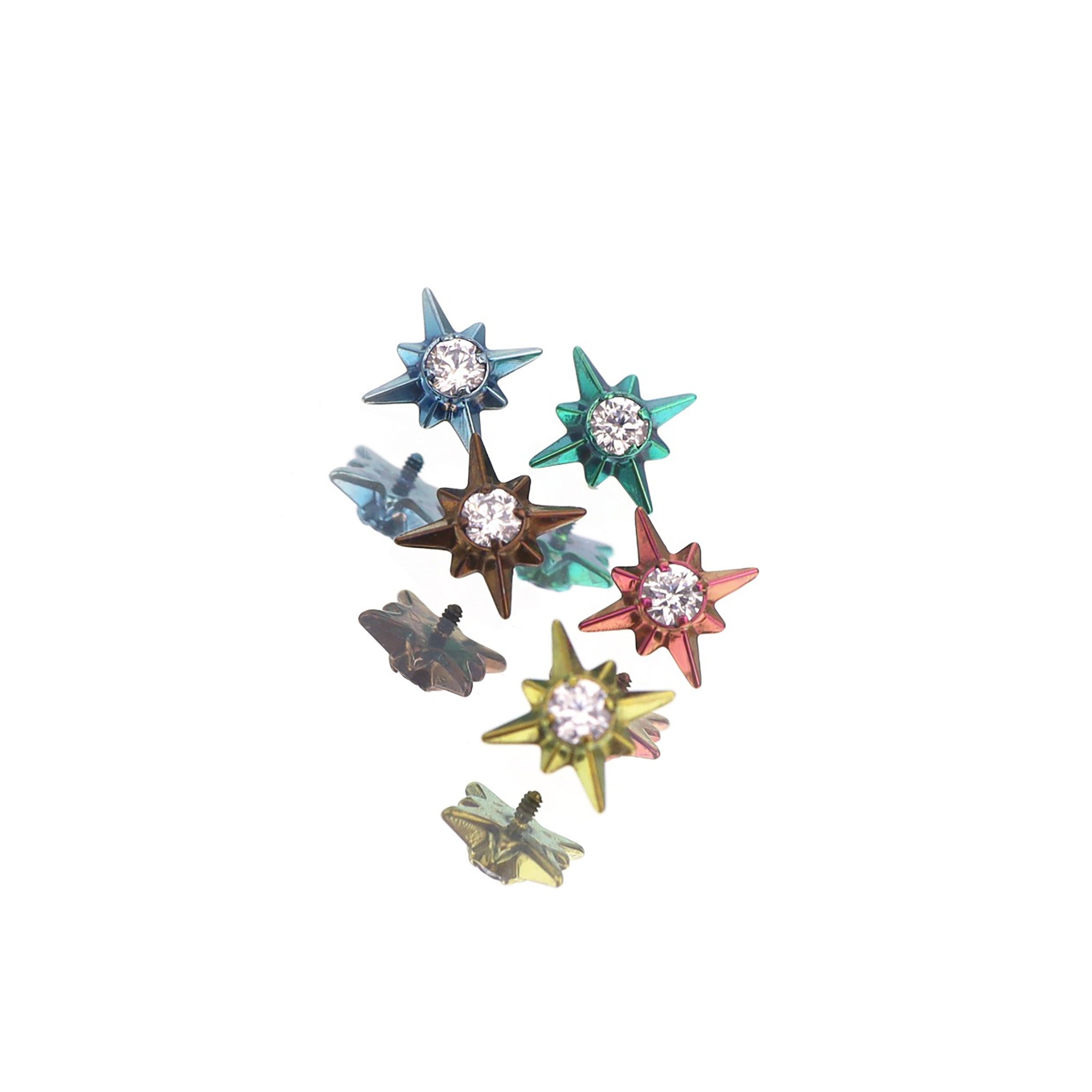 3D Octagram CZ Titanium Ear Studs