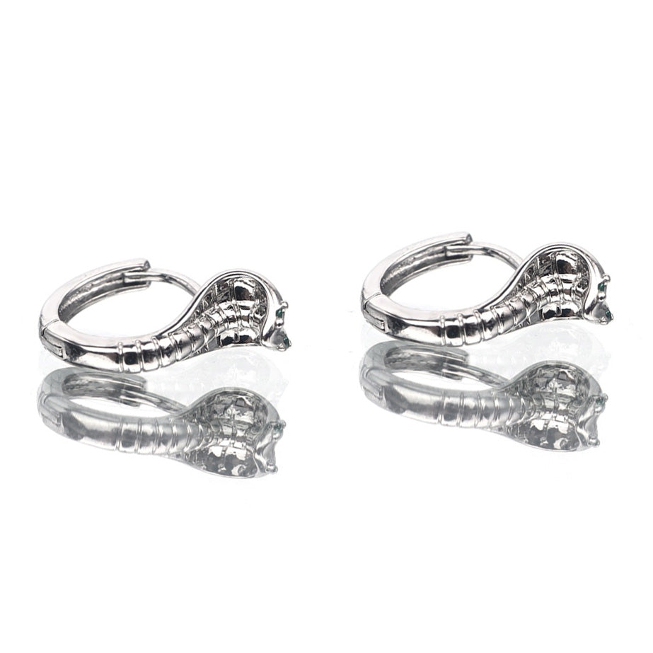 Green CZ Cobra Stainless Steel Earrings
