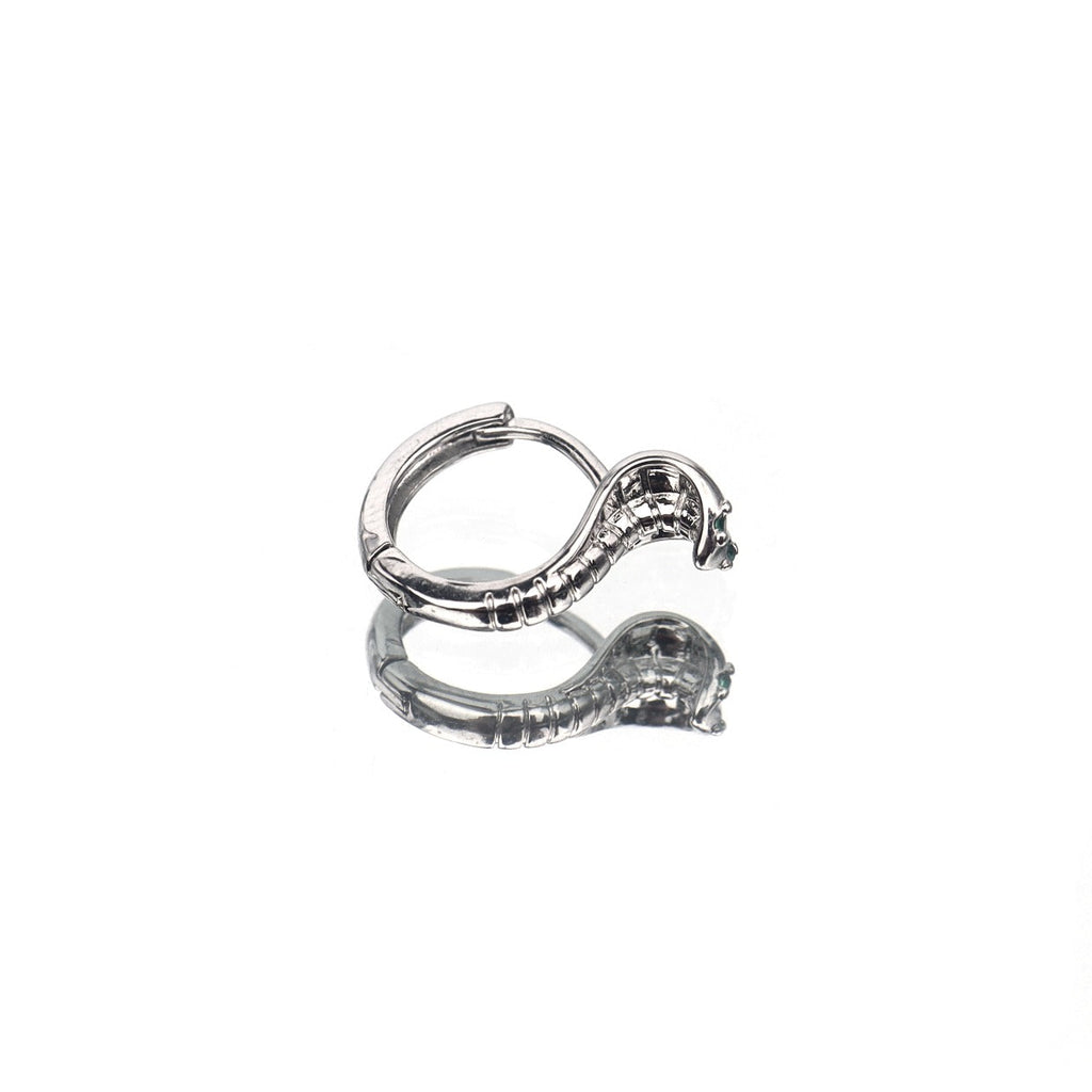 Green CZ Cobra Stainless Steel Earrings