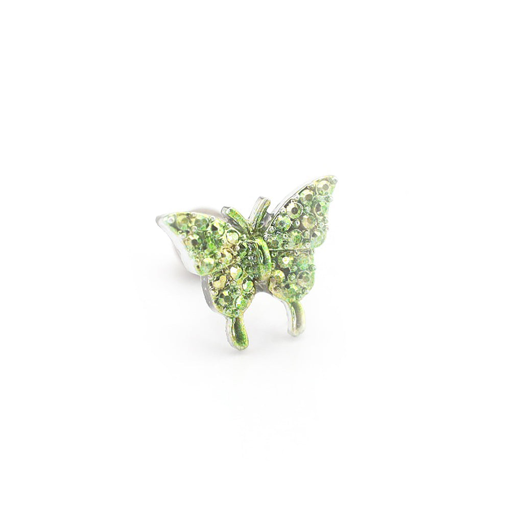 Thin Needle Micro-Pave Butterfly Stainless Steel Ear Studs