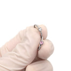 Pink & White Square CZ Stainless Steel Cartilage Ring