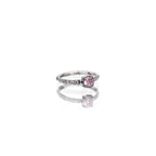 Pink & White Square CZ Stainless Steel Cartilage Ring