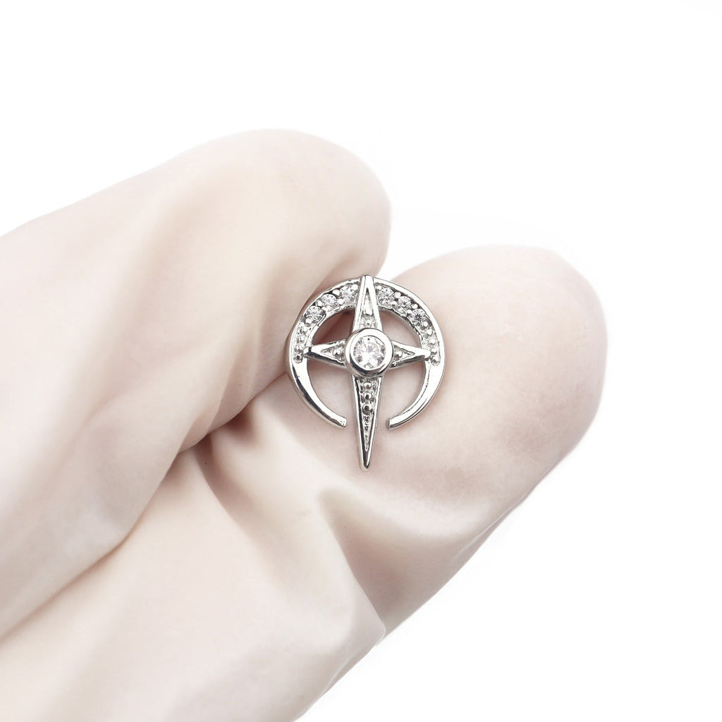 CZ Cross Star Stainless Steel Ear Studs