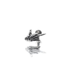 Skull Middle Finger Internally Threaded Stainless Steel Ear Studs