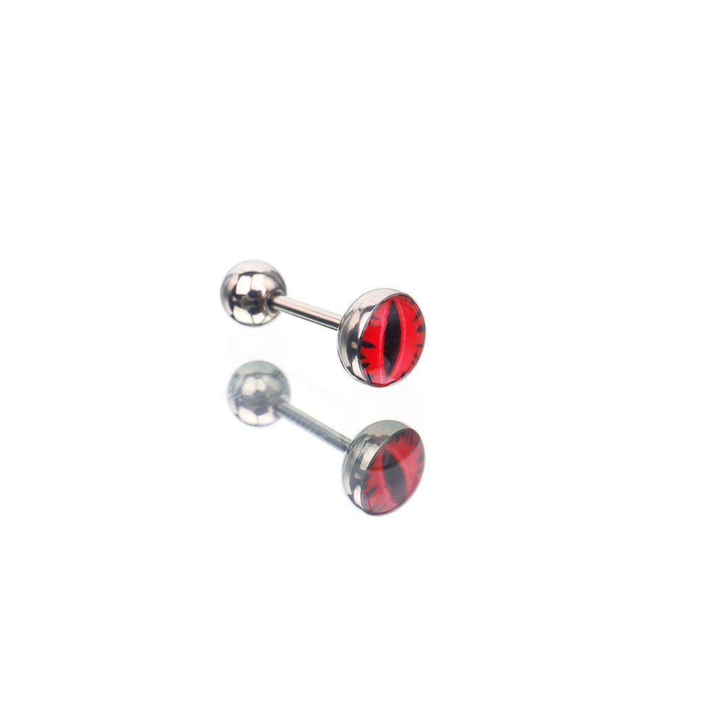 Red & Green Resin Oil Slick Evil Eye Stainless Steel Ear Studs