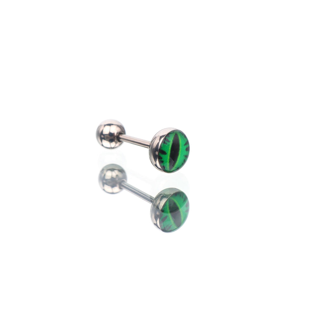 Red & Green Resin Oil Slick Evil Eye Stainless Steel Ear Studs