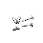 3D Butterfly Internally Threaded Stainless Steel Ear Studs