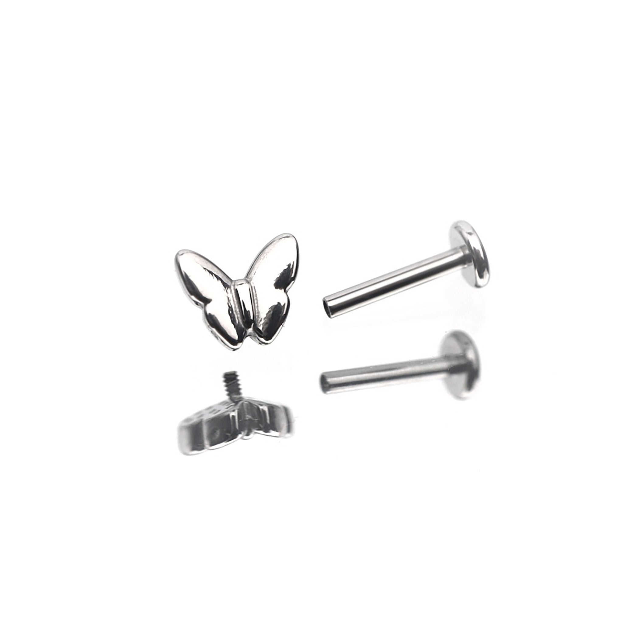 3D Butterfly Internally Threaded Stainless Steel Ear Studs