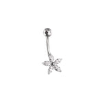 Floral CZ Stainless Steel Navel Ring