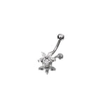 Floral CZ Stainless Steel Navel Ring