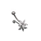 Floral CZ Stainless Steel Navel Ring
