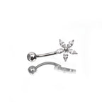 Floral CZ Stainless Steel Navel Ring
