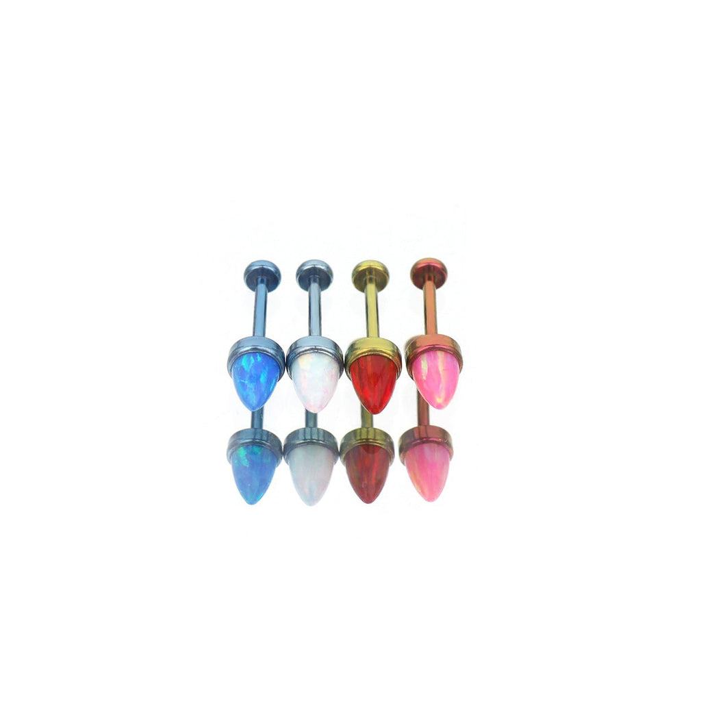 Spike Opal Threadless Titanium Nose Stud