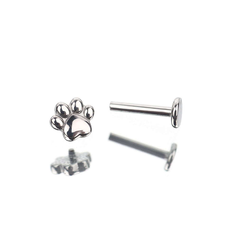 Cute Cat Paw Internally Threaded Stainless Steel Lip Ring