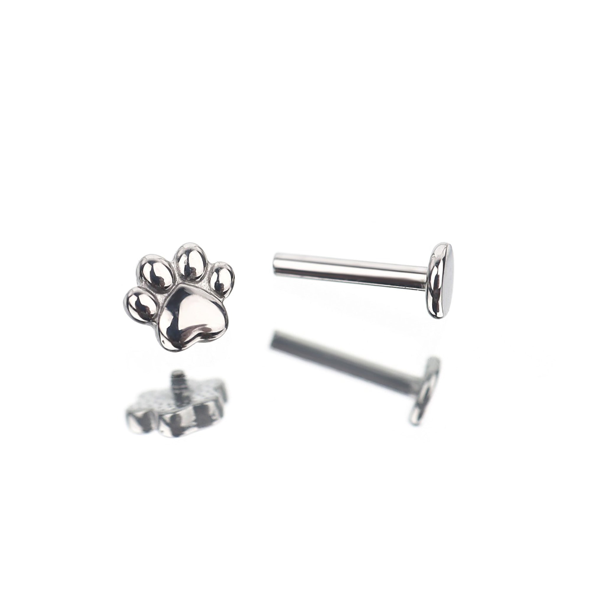 Cute Cat Paw Internally Threaded Stainless Steel Lip Ring