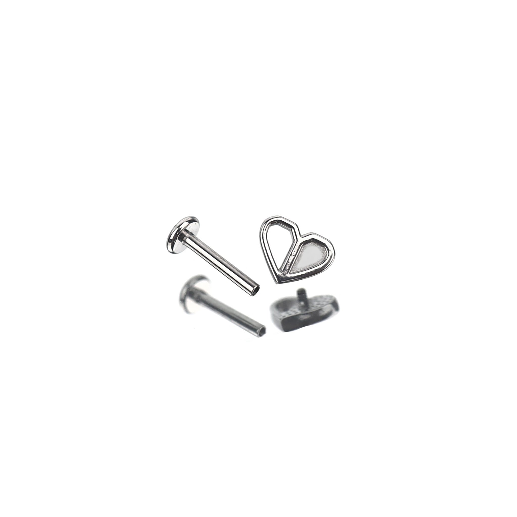 Openwork Puzzle Heart Internally Threaded Stainless Steel Ear Studs
