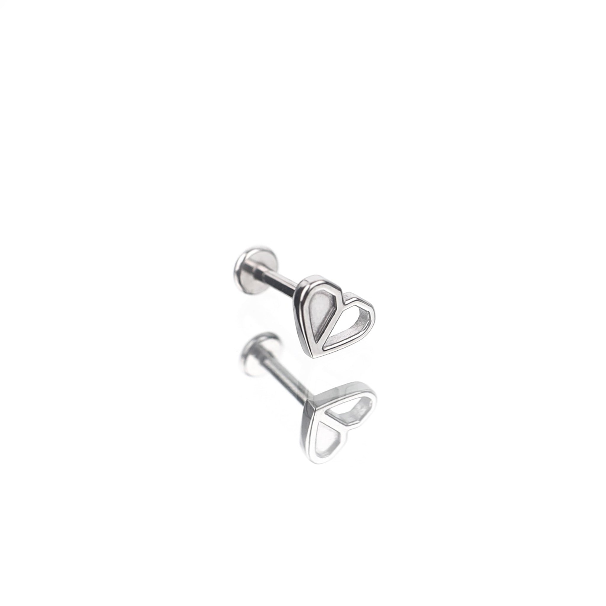 Openwork Puzzle Heart Internally Threaded Stainless Steel Ear Studs