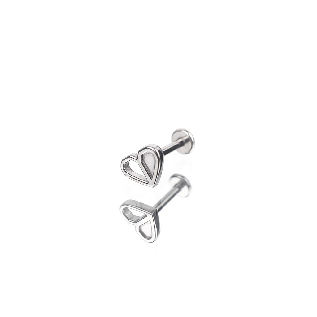 Openwork Puzzle Heart Internally Threaded Stainless Steel Ear Studs