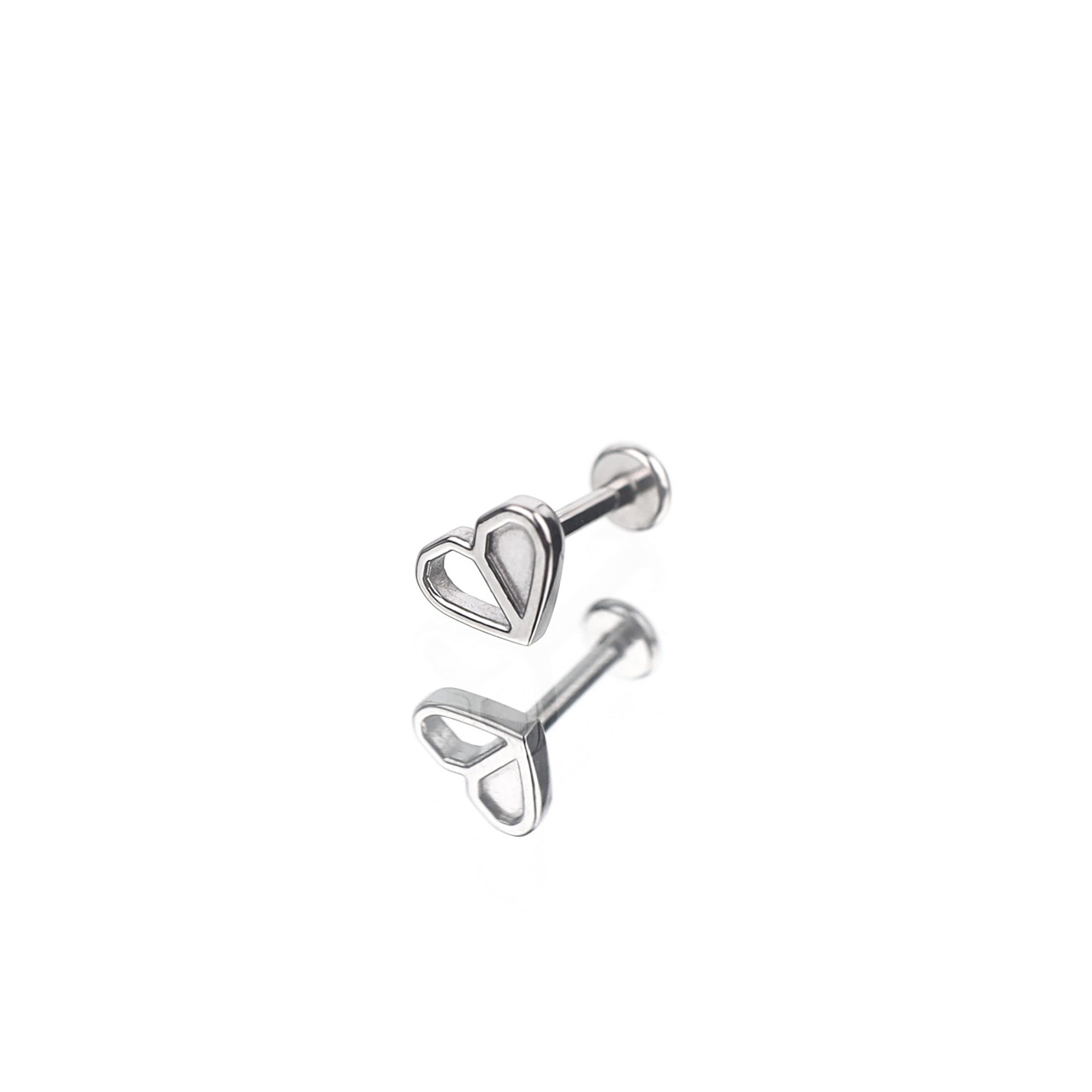 Openwork Puzzle Heart Internally Threaded Stainless Steel Ear Studs