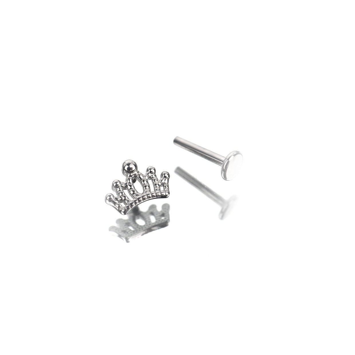 Crown Internally Threaded Stainless Steel Ear Studs