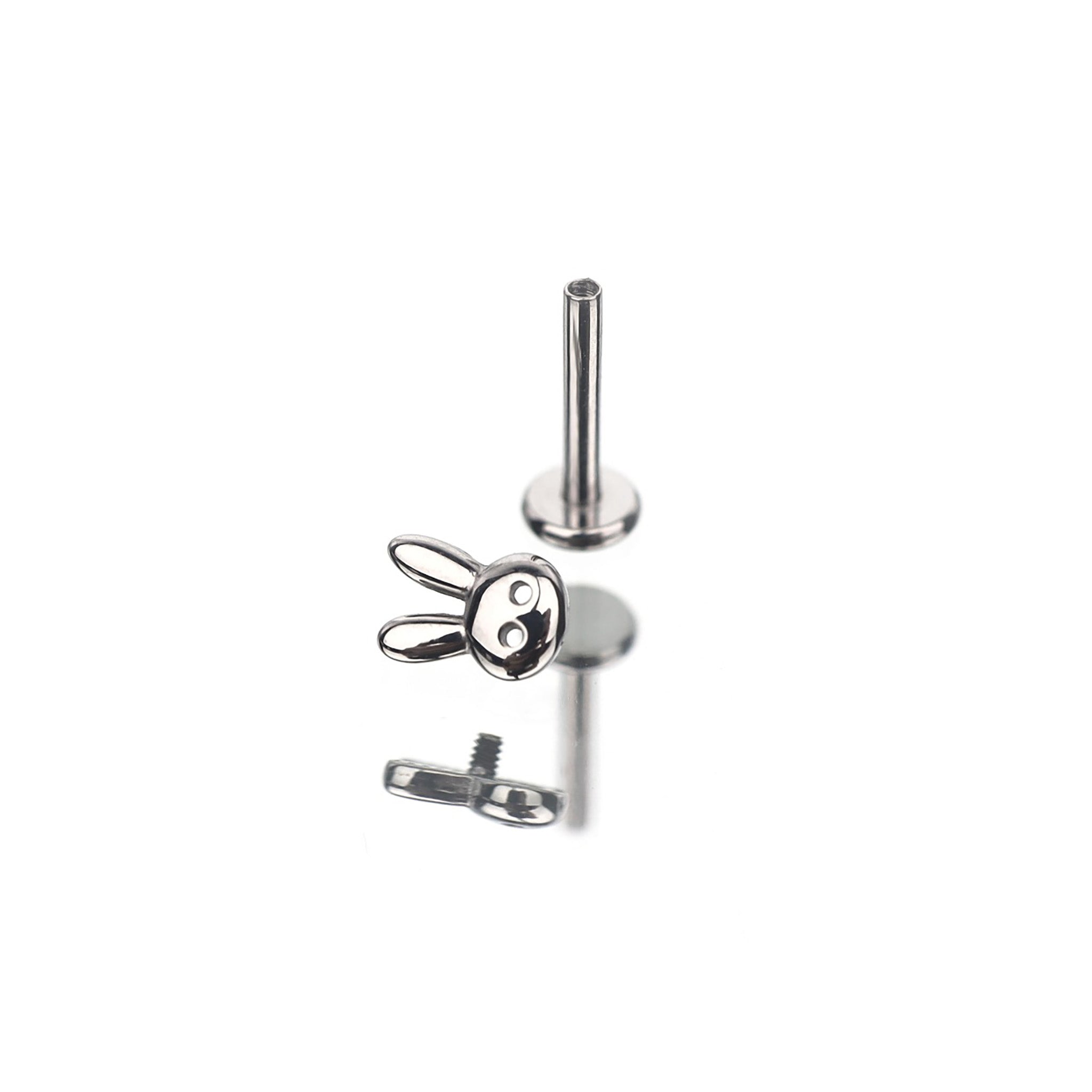 Cute Bunny Head Internally Threaded Stainless Steel Ear Studs