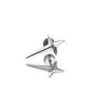 Large Black & White 3D Four-Point Star Externally Threaded Stainless Steel Ear Studs
