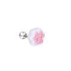 Resin Colorful Cat Paw Stainless Steel Ear Studs