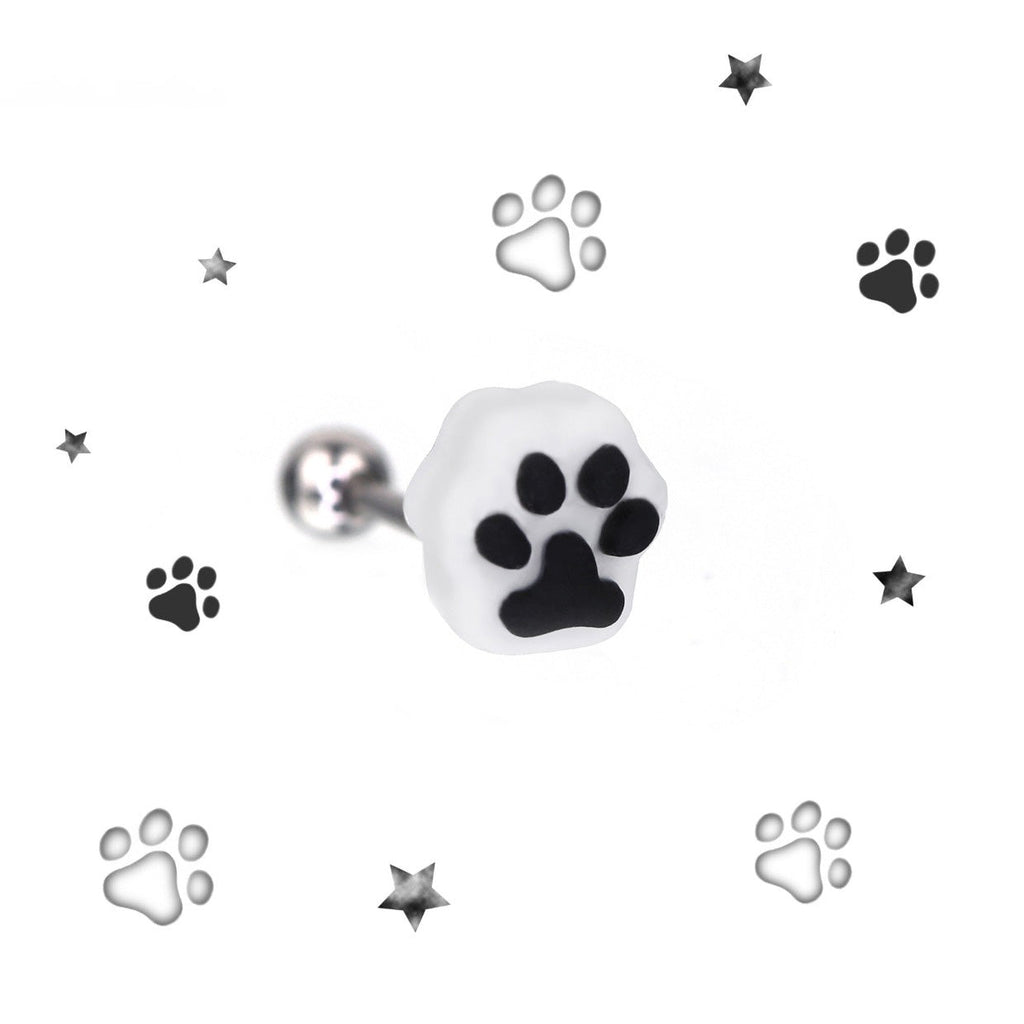 Resin Colorful Cat Paw Stainless Steel Ear Studs