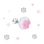 Resin Colorful Cat Paw Stainless Steel Ear Studs