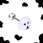 Paws & Purrs - Resin White Puppy Stainless Steel Ear Studs