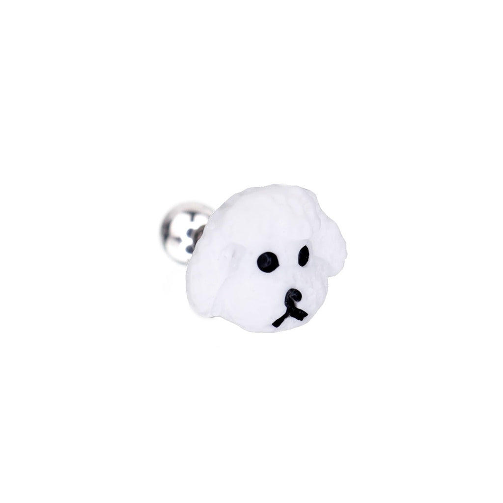 Paws & Purrs - Resin White Puppy Stainless Steel Ear Studs