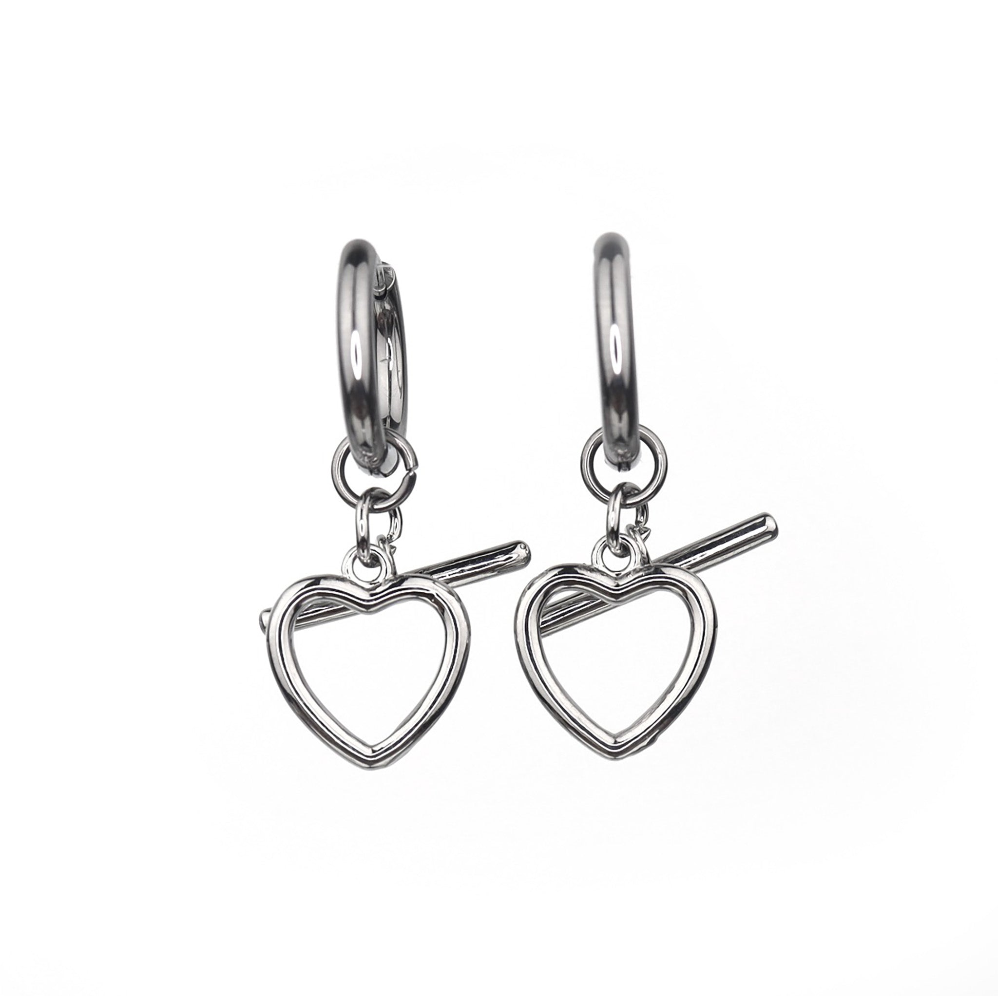 Minimalist Heart Pendant Stainless Steel Earrings