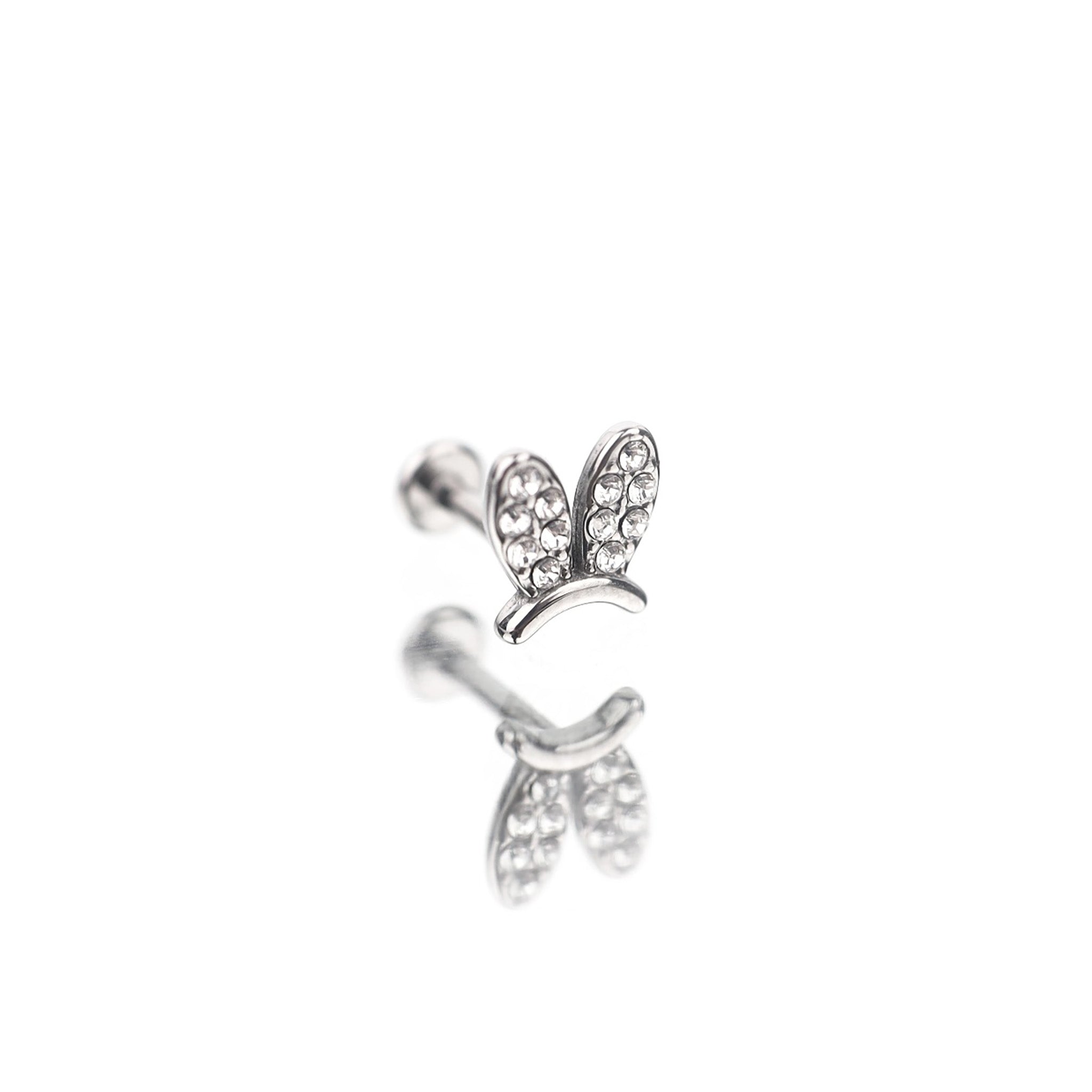 CZ Bunny Ear Stainless Steel Ear Studs