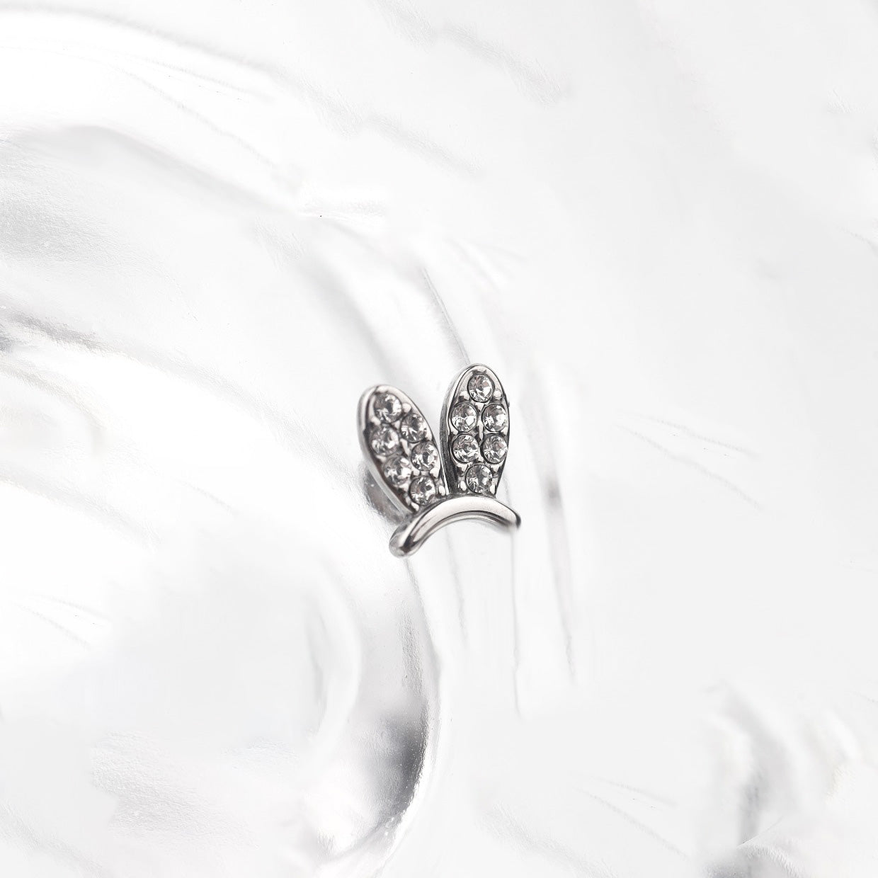 CZ Bunny Ear Stainless Steel Ear Studs