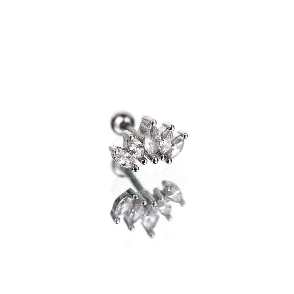 Diamond-Cut CZ Fan Stainless Steel Ear Studs